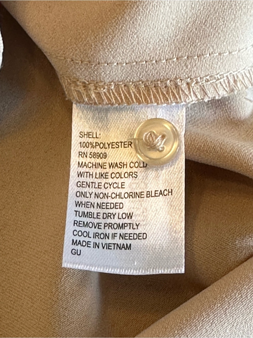 Alex Marie | Beige Minimalist Neutral Button Down Long Sleeve Blouse, Size M - Picture 5 of 7
